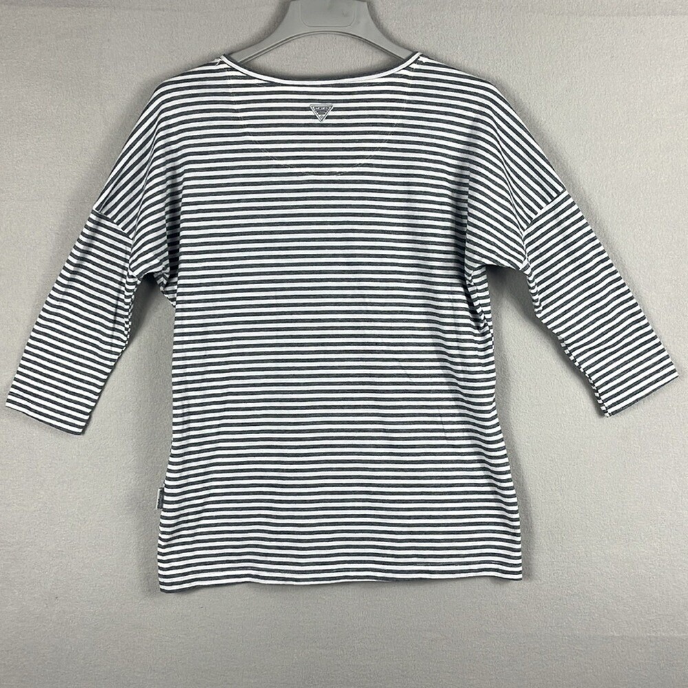 Columbia Performance Fishing Gear 3/4 Sleeve Boxy T-Shirt Womens Size Med Blk Wh - Picture 2 of 9